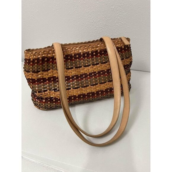 Vintage Fossil leather basket weave shoulder bag medium size - Picture 4 of 10
